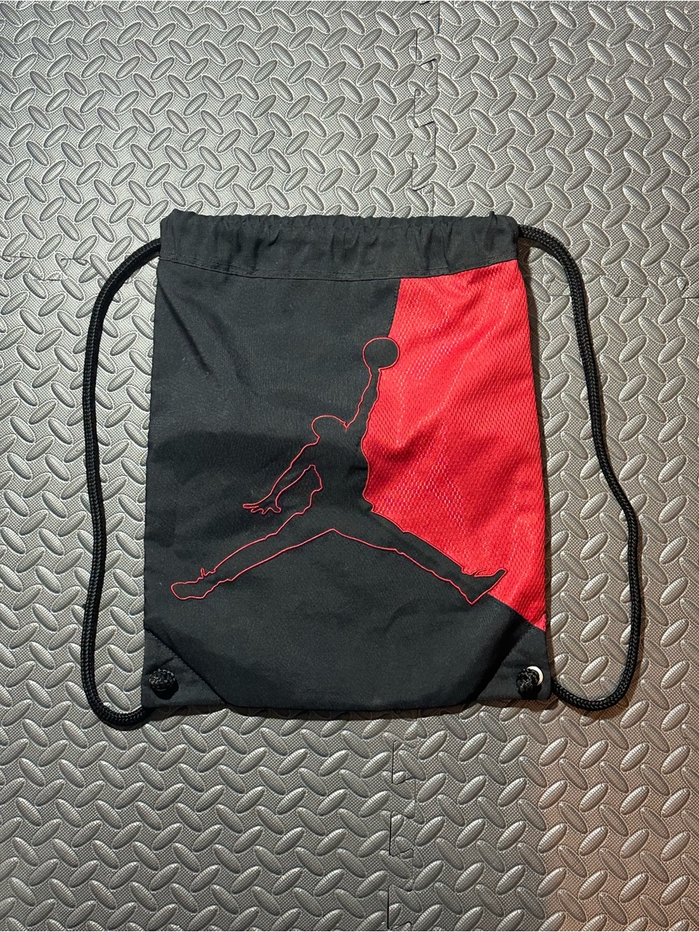 Jordan Black and Red Jumpman Drawstring Bag